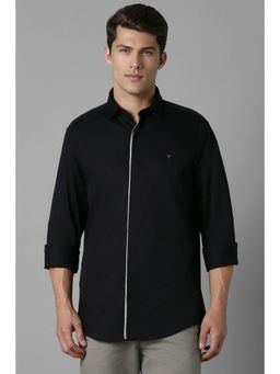 Louis Philippe - Men Black Slim Fit Solid Full Sleeves Casual Shirt