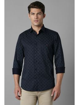 Louis Philippe - Men Navy Super Slim Fit Print Full Sleeves Casual Shirt