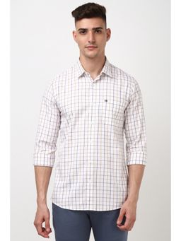 Peter England - Men White Slim Fit Check Shirt