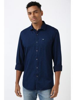 Peter England - Men Navy Slim Fit Dots Shirt