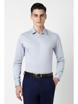 Van Heusen - Men Blue Slim Fit Print Full Sleeves Formal Shirt