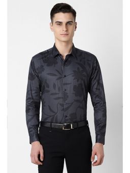 Van Heusen - Men Grey Slim Fit Print Full Sleeves Casual Shirt