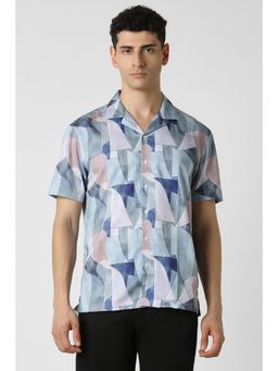 Van Heusen - Men Blue Slim Fit Print Half Sleeves Casual Shirt