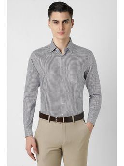 Van Heusen - Men Grey Slim Fit Print Full Sleeves Formal Shirt