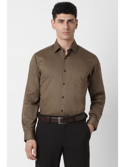 Van Heusen - Men Brown Regular Fit Print Full Sleeves Formal Shirt