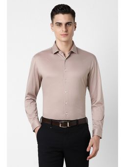 Van Heusen - Men Nude Slim Fit Solid Full Sleeves Formal Shirt