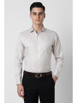 Van Heusen - Men White Regular Fit Check Full Sleeves Formal Shirt