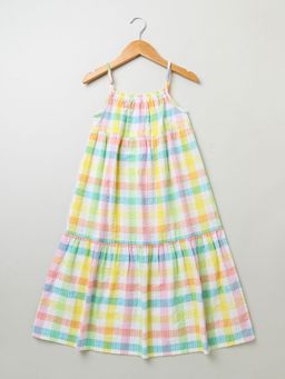 SWEETLIME BY AS - Cotton Singlet Sleeves Frock With Checks Dress
