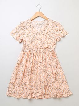 SWEETLIME BY AS - Organic Viscose Fit & Flare Dress For Girls - Orange