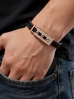 TOUCH925 - Pure 925 Silver Rose Gold Braided Kada for Men