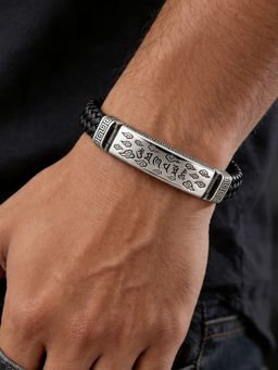 TOUCH925 - Pure 925 Silver Mantra Braided Kada for Men