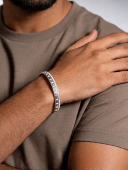 TOUCH925 - Pure 925 Silver Modern Greek Pattern Kada for Men