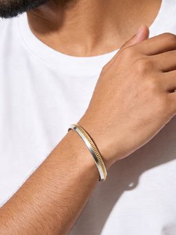 TOUCH925 - Pure 925 Silver Dual Tone Fluted Kada for Men