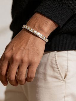 TOUCH925 - Pure 925 Silver Dual-Tone Crescent Kada for Men