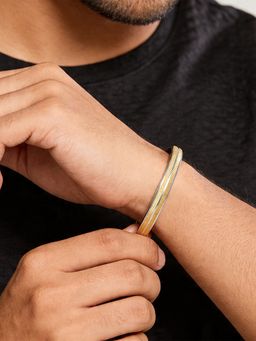 TOUCH925 - Pure 925 Silver Dual-Tone Striped Men Kada for Men