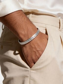 TOUCH925 - Pure 925 Silver Greek Meander Men Kada for Men