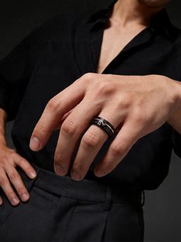 TOUCH925 - Pure 925 Silver Apex Stealth Onyx Ring for Men