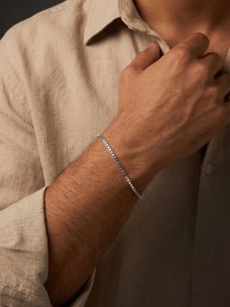 TOUCH925 - Pure 925 Silver Classic Box Bracelet for Men