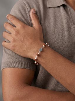 TOUCH925 - Pure 925 Silver Om Rudraksha Bracelet for Men