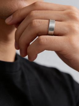 TOUCH925 - Pure 925 Silver Grooved Ring for Men