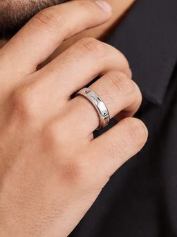 TOUCH925 - Pure 925 Silver Hourglass Carved Ring for Men