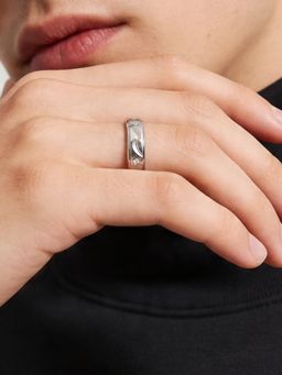 TOUCH925 - Pure 925 Silver Crescent Cut Ring for Men