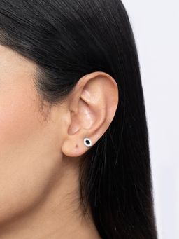 TOUCH925 - Pure 925 Silver Minimal Pave Unisex Stud Earrings