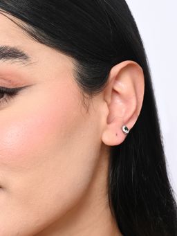 TOUCH925 - Pure 925 Silver Midnight Pave Unisex Stud Earrings
