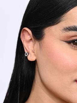 TOUCH925 - Pure 925 Silver Fleur Pave Unisex Stud Earrings