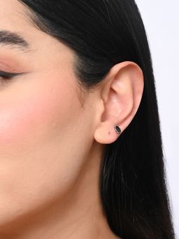TOUCH925 - Pure 925 Silver Midnight Hexagon Unisex Stud Earrings