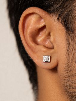 TOUCH925 - Pure 925 Silver Star-Etched Solitaire Unisex Stud