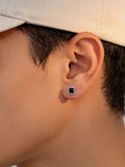 TOUCH925 - Pure 925 Silver Black Onyx Halo Unisex Stud