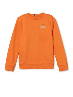 Tommy Hilfiger - Boys Orange Color Solid Sweatshirt