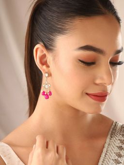 Priyaasi - Gold Plated Pink Kundan Drop Earrings
