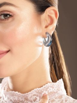 Priyaasi - Blue Water Droplet Hoops Earrings