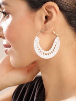 Priyaasi - Gold Plated White Hoops Earrings