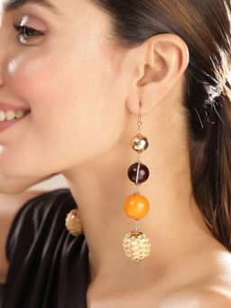 Priyaasi - Gold Plated Multi-Color Beaded Dangle Earrings