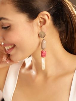 Priyaasi - Gold Plated Multi-Color Beaded Drop Earrings