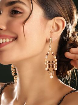 Priyaasi - Gold Plated Beaded Drop Earrings