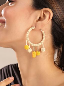 Priyaasi - Gold Plated Multi-Color Beaded Drop Earrings