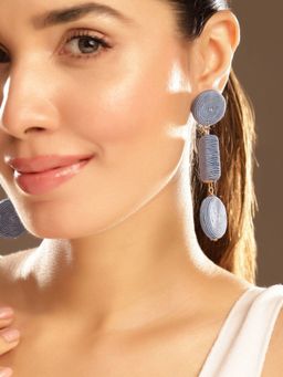 Priyaasi - Gold Plated Blue Beaded Drop Earrings