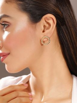 Priyaasi - Gold Plated Brass-Solid Big Stud Earrings
