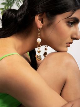 Priyaasi - Gold Plated White Drop Earrings