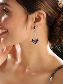 Priyaasi - Silver Crystal Drop Earrings