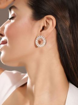 Priyaasi - Silver Plated Crystal Drop Earrings