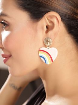 PRITA - Gold Plated Heart-Shaped Drop Earrings