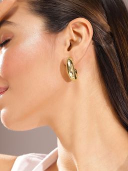 Priyaasi - Gold Plated Brass Solid Hoops Earrings