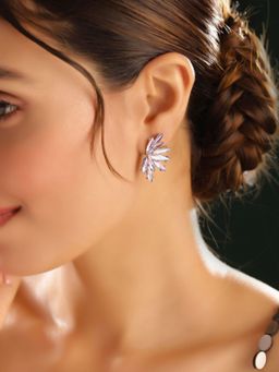 Priyaasi - Purple Silver Crystal Stud Earrings