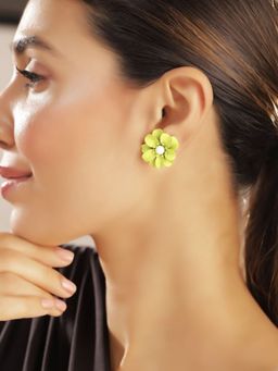 Priyaasi - Green Floral Stud Earrings