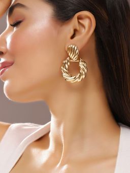 Priyaasi - Gold Plated Brass Solid Drop Earrings